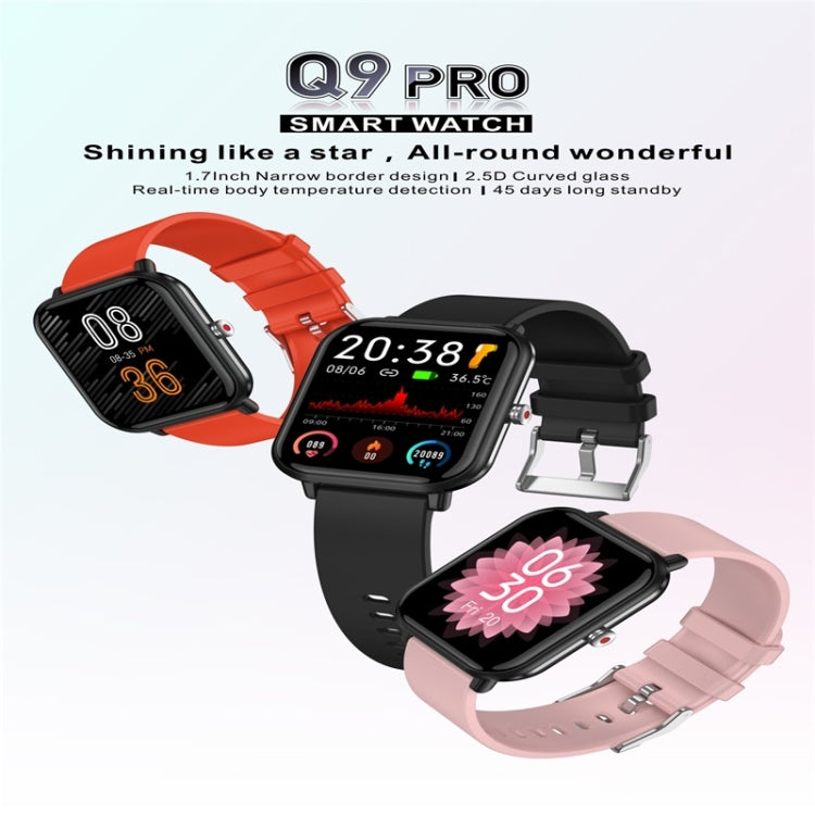 Q9pro 1.7 inch Color Screen Smart Watch, IP68 Waterproof,Support Temperature Monitoring/Heart Rate Monitoring/Blood Pressure Monitoring/Blood Oxygen Monitoring/Sleep Monitoring
