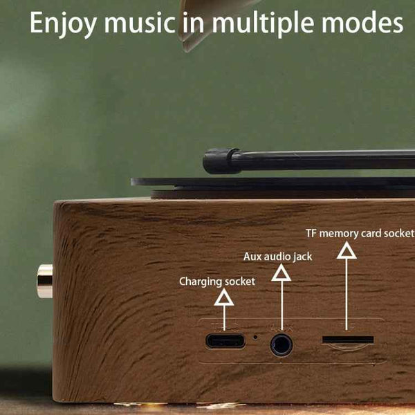 T15 Vinyl Atomic Bluetooth Retro Wireless Audio Desktop Speaker, Wood Color