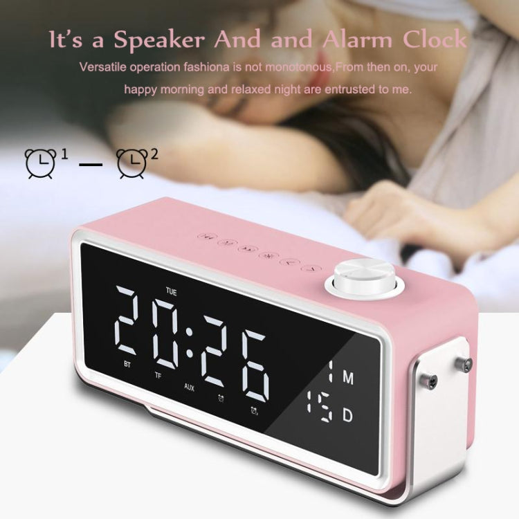 AEC K5 Mirror Alarm Clock Bluetooth Speakers with LED Light Support TF / FM