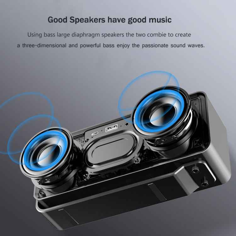 AEC K5 Mirror Alarm Clock Bluetooth Speakers with LED Light Support TF / FM