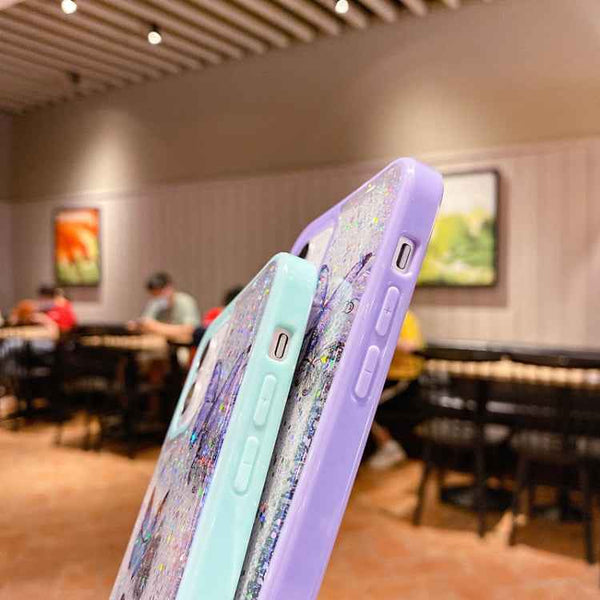 For iPhone 14 Plus Color Butterfly Glitter Epoxy TPU Phone Case(Pink)