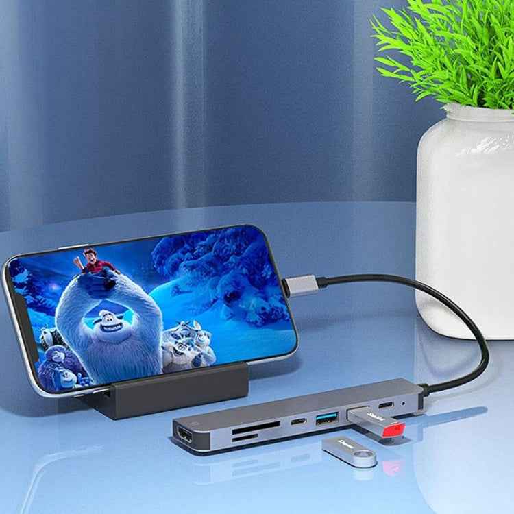 USB C Hub 7-in-1 USB C Multiport Adapter with HDMI 100W PD and SD/TF Card Reader