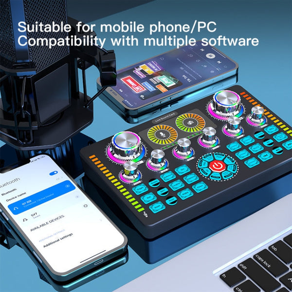 Q7 Live Streaming Sound Card Audio Mixer for Recording Live, Q7