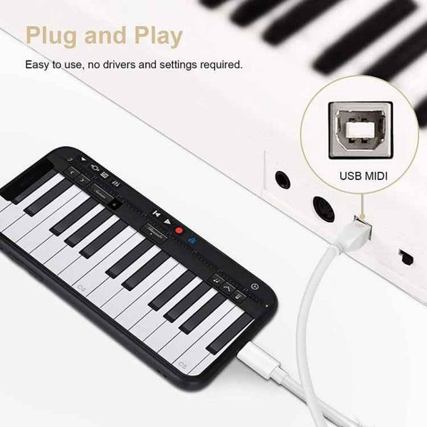 1m 8 Pin to USB + MIDI Electronic Music Instrument & OTG & Charging Multifunctional Cable Compatible with above iOS 10.3.2