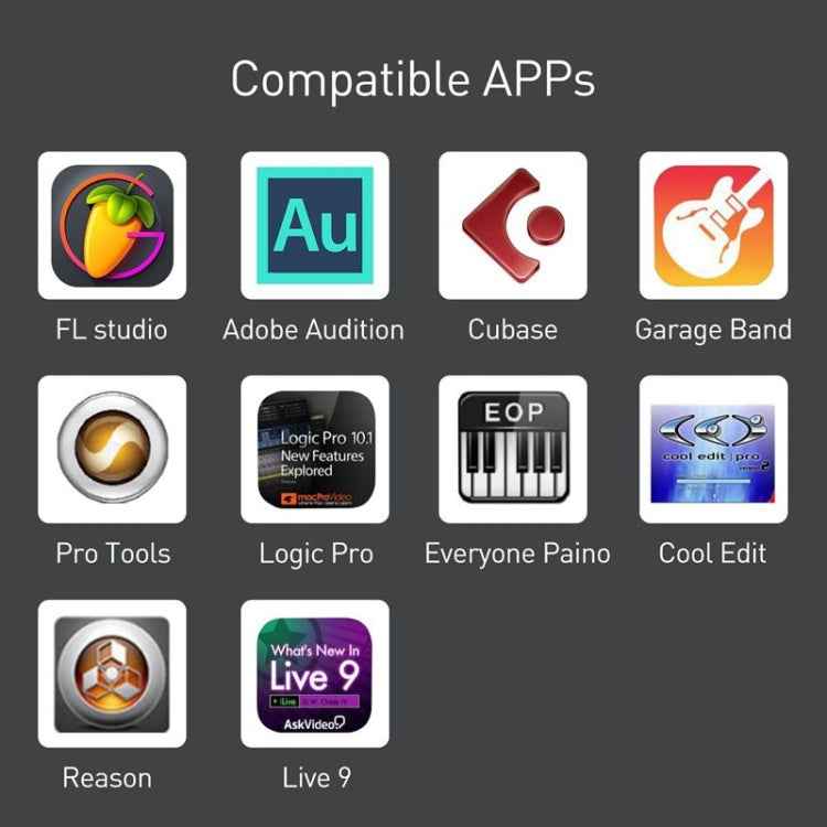 1m 8 Pin to USB + MIDI Electronic Music Instrument & OTG & Charging Multifunctional Cable Compatible with above iOS 10.3.2