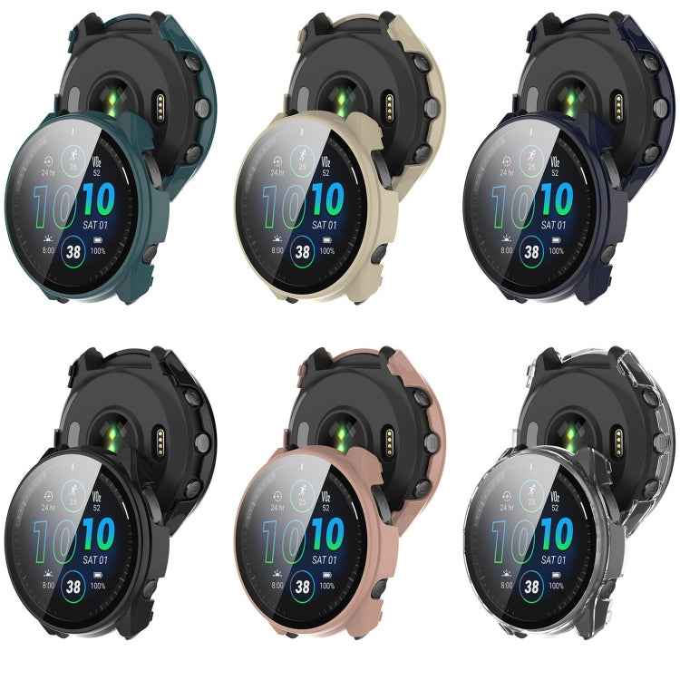 For Garmin Forerunner 965 PC + Toughened Film Integrated Watch Protective Case(Black)