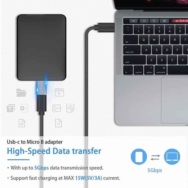 1 PCS JUNSUNMAY USB-C / Type-C Female to Male USB 3.0 Micro B Adapter Converter