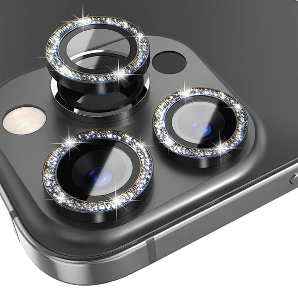 NORTHJO Camera Lens Protector Tempered Glass Bling Glitter Metal Ring Film, For iPhone 13 Pro / 13 Pro Max