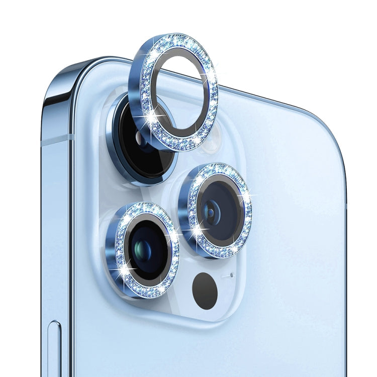 NORTHJO Camera Lens Protector Tempered Glass Bling Glitter Metal Ring Film, For iPhone 13 Pro / 13 Pro Max