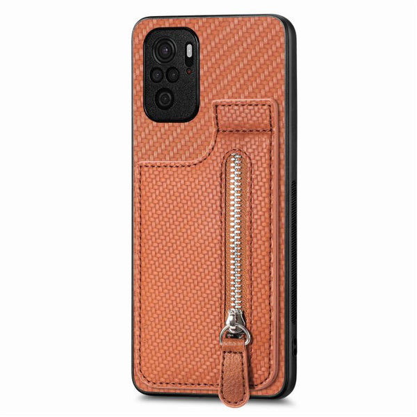 Carbon Fiber Vertical Flip Zipper Phone Case
