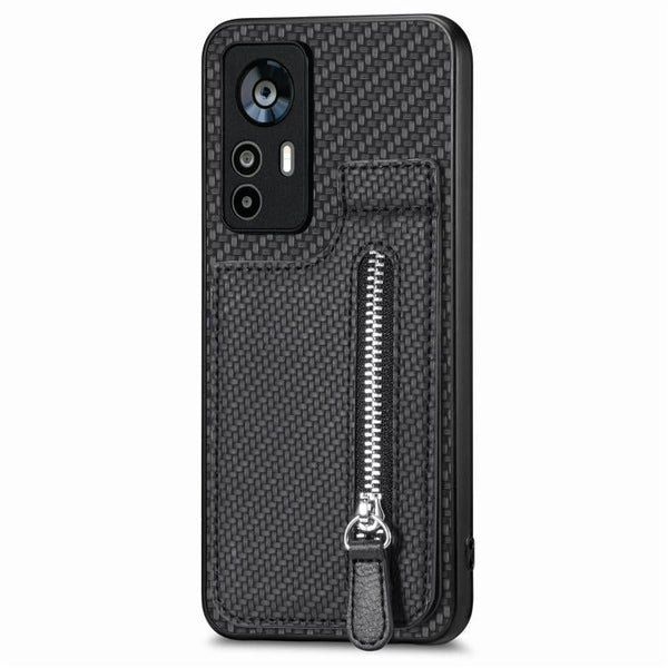Carbon Fiber Vertical Flip Zipper Phone Case