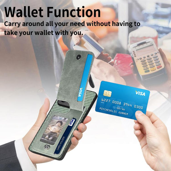 Carbon Fiber Vertical Flip Zipper Phone Case