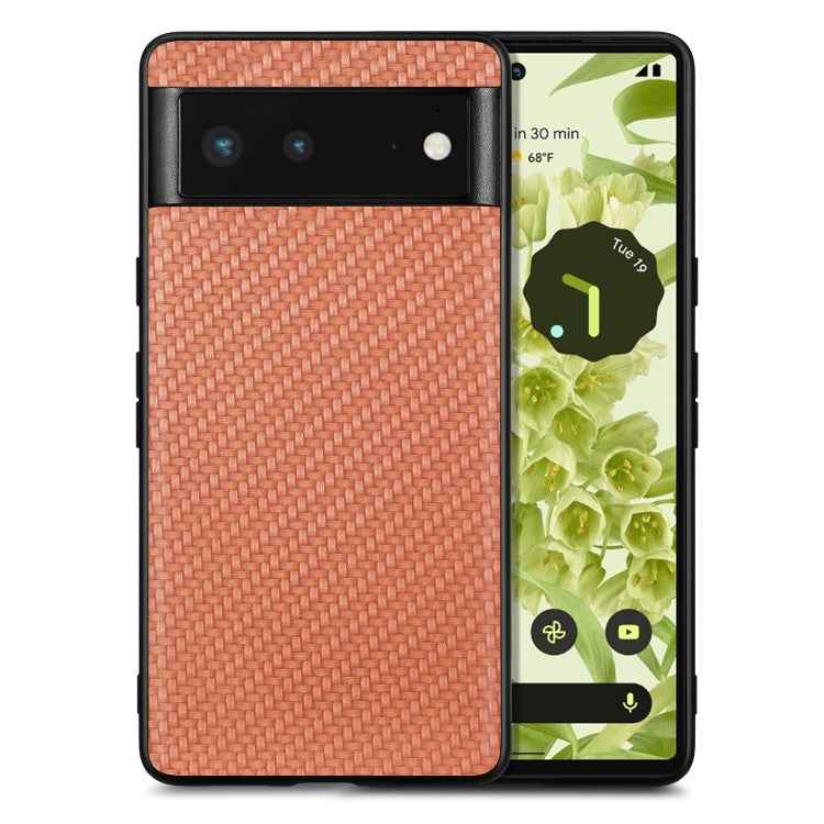 Carbon Fiber Texture Leather Back Cover Phone Case, For Google Pixel 6
