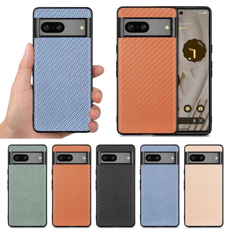 For Google Pixel 7A Carbon Fiber Texture Leather Back Cover Phone Case(Black)