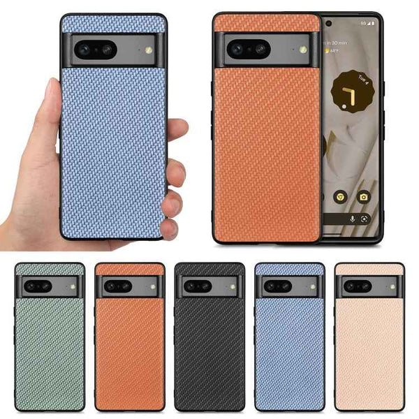 For Google Pixel 7A Carbon Fiber Texture Leather Back Cover Phone Case(Black)