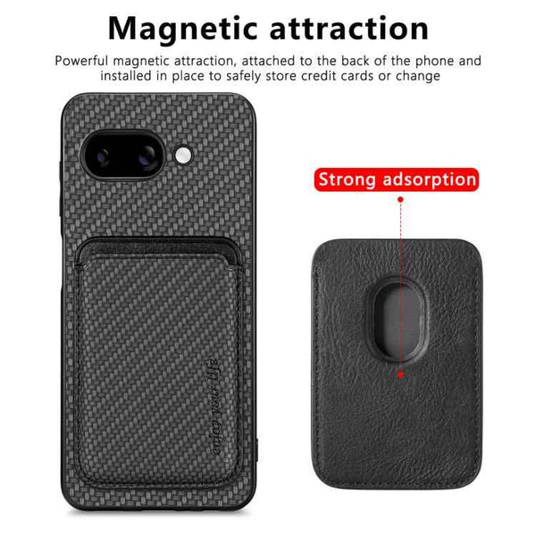 Carbon Fiber Leather Card Magsafe Phone Case, For Google Pixel 9a, For Google Pixel 7 Pro, For Google Pixel 7, For Google Pixel 6