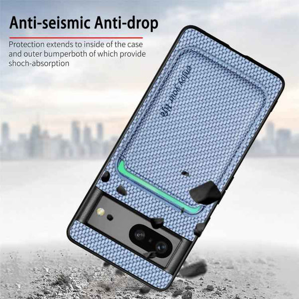 Carbon Fiber Leather Card Magsafe Phone Case, For Google Pixel 9a, For Google Pixel 7 Pro, For Google Pixel 7, For Google Pixel 6