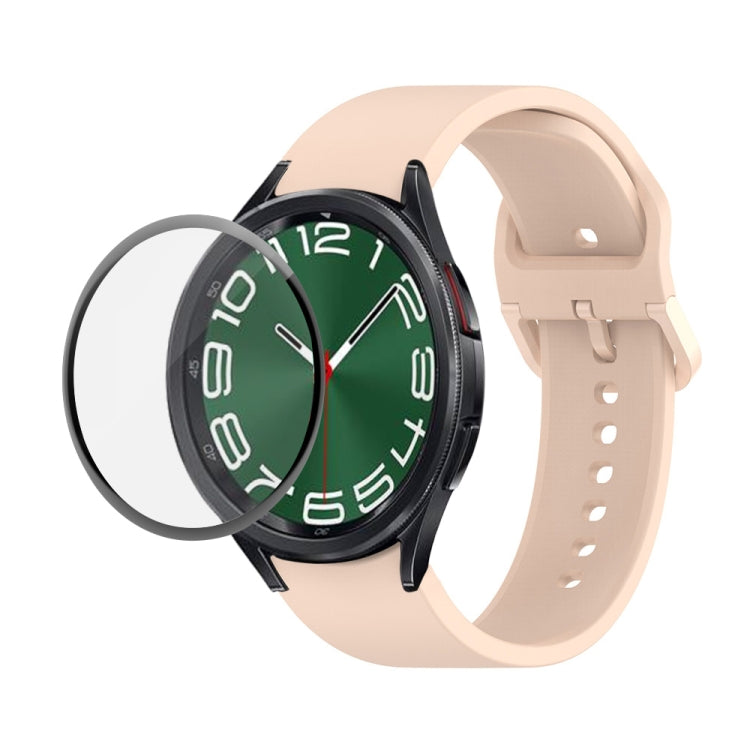 JUNSUNMAY Silicone Adjustable Strap + Full Coverage PMMA Screen Protector Kit, For Samsung Galaxy Watch6 Classic 47mm