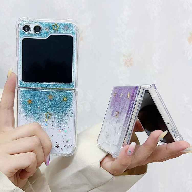 For Samsung Galaxy Z Flip5 Glitter Meteor  Shockproof Epoxy TPU Phone Case(Transparent)