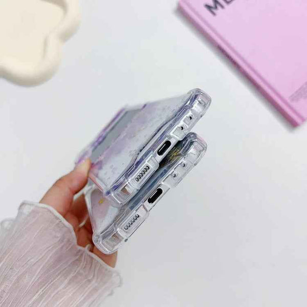 For Samsung Galaxy Z Flip5 Glitter Meteor  Shockproof Epoxy TPU Phone Case(Transparent)