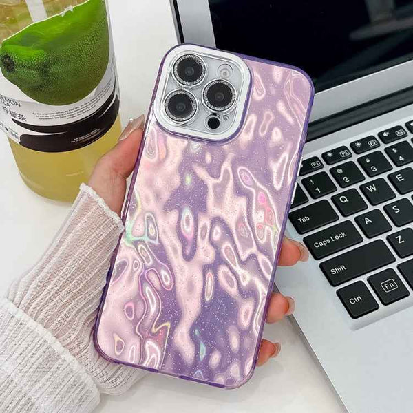 Plating Glitter Texture TPU Phone Case with Lens Film, For iPhone 16 Pro Max