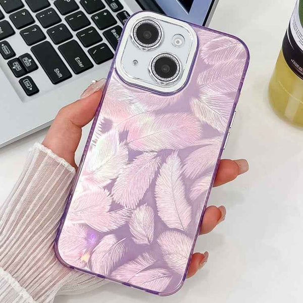 Plating Glitter Texture TPU Phone Case with Lens Film, For iPhone 14