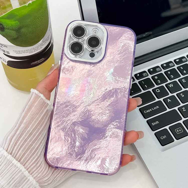 Plating Glitter Texture TPU Phone Case with Lens Film, For iPhone 14 Pro Max