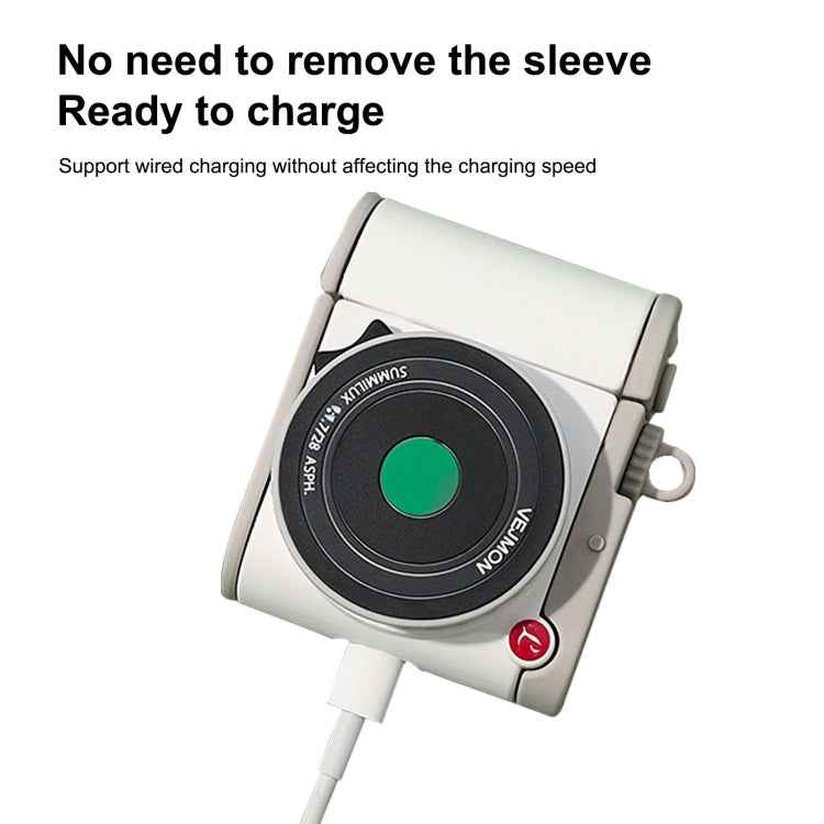 For Apple AirPods 1/2 Gen Instant Camera Style Bluetooth Headphone Protective Case(Black)