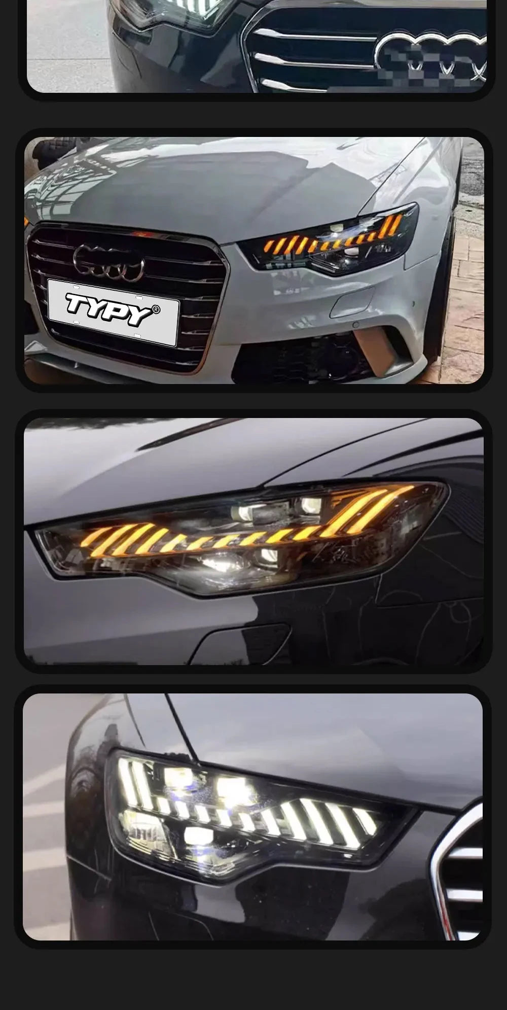 TYPY LED DRL Lightbar Projector Headlights A6 Headlights 2012-2015 A6L LHD