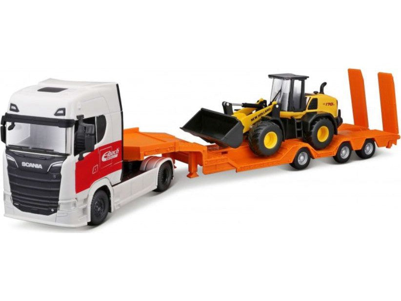 Scania S730 Highline Cab w/Lowloader and Front Loader - 1:43 Scale Toy Truck