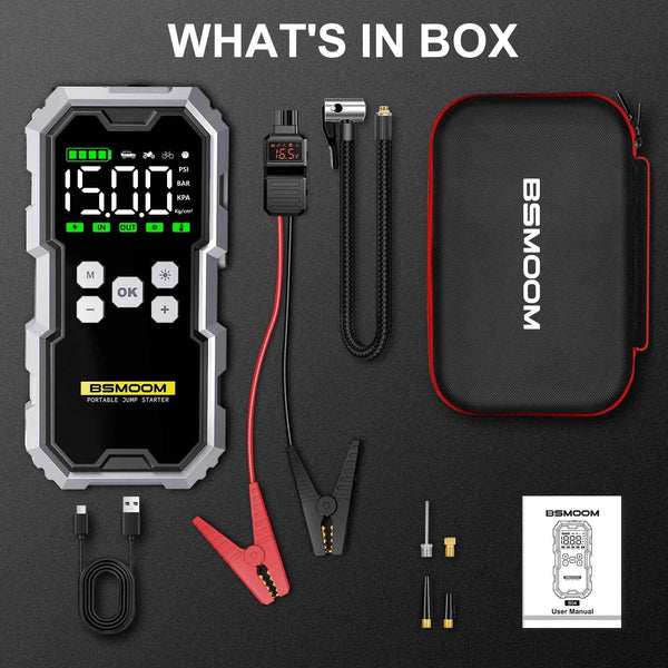 BSMOOM Car Jump Starter With Air Compressor 6000A LCD Screen