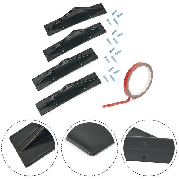 4pcs Car Rear Bumper Lip Diffuser Splitter Spoiler Scratch Protector Fin Trim Caps Universal Exterior Accessory For 300