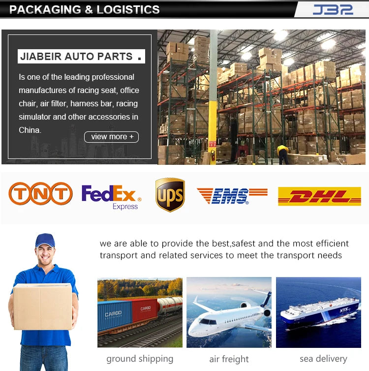 JIABEIR 1041 Universal Slider Quick Release Black Leather Bucket Racing Seats