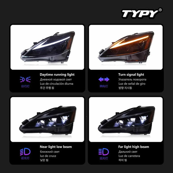 TYPY LED Headlights for Lexus IS350 2006-2012 IS250 IS350C ISF 220d RGB Car Front Lamps Start UP
