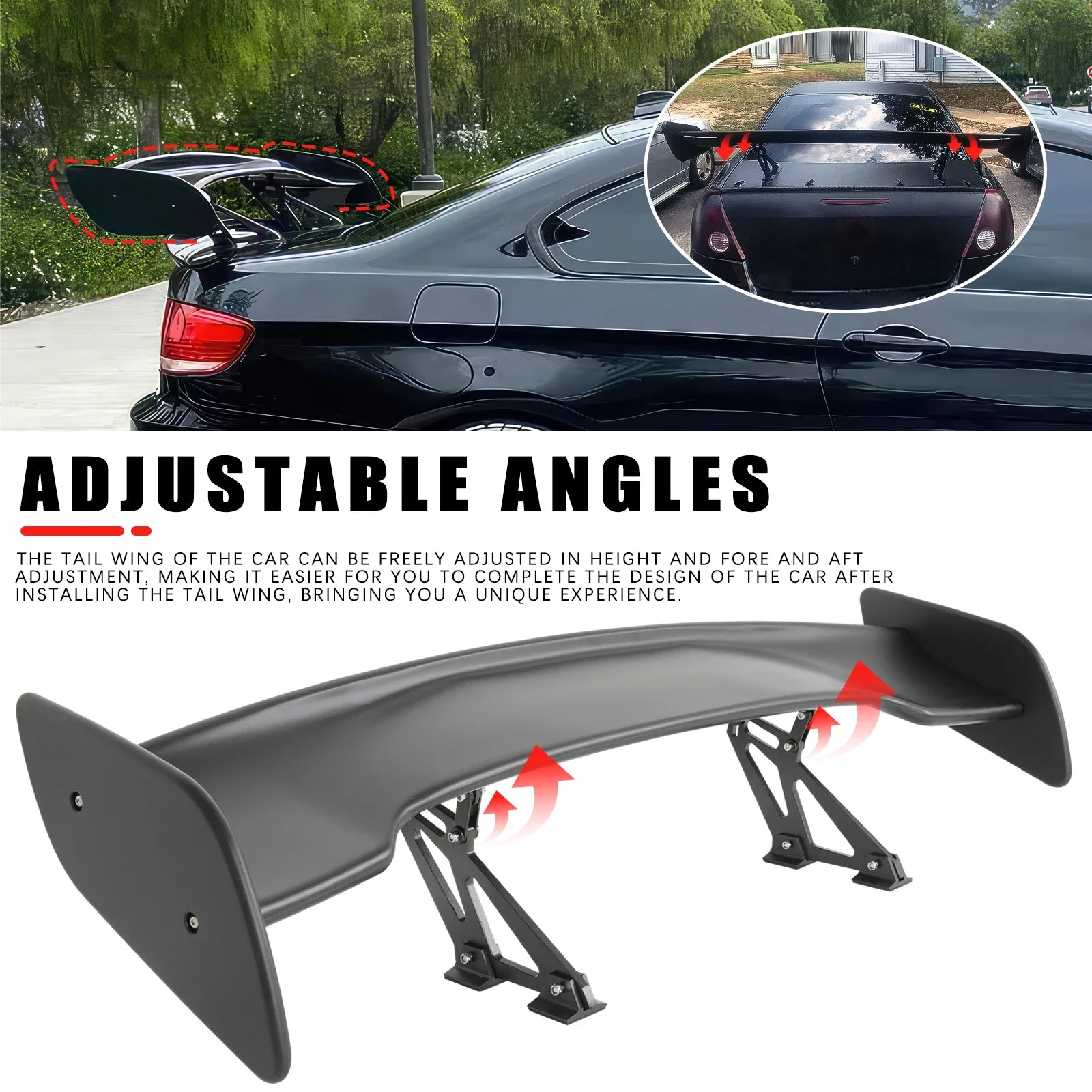 Universal GT Style Rear Spoiler Wing Tail Air Dam For 99% Sedan Body Kit Decoration Racing Car Tuning Accessories