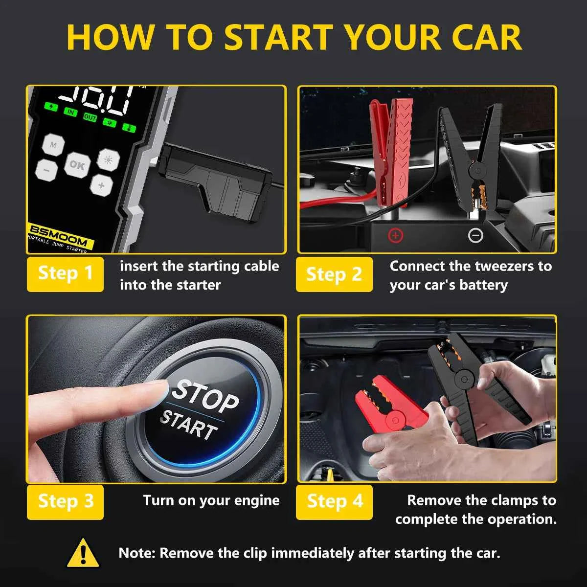 BSMOOM Car Jump Starter With Air Compressor 6000A LCD Screen