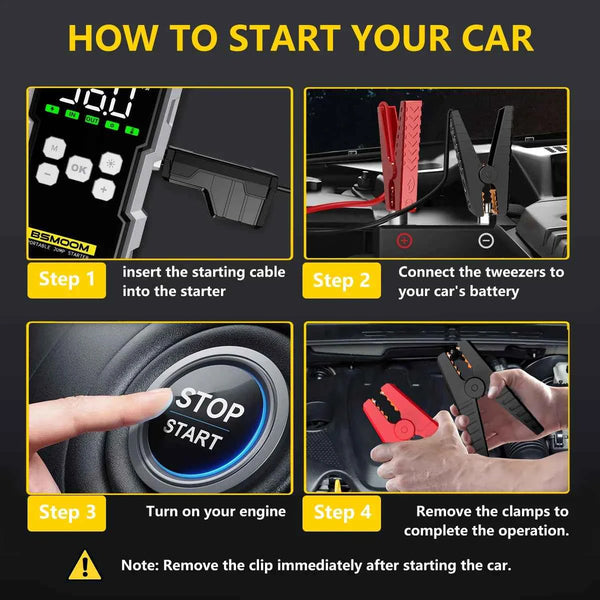 BSMOOM Car Jump Starter With Air Compressor 6000A LCD Screen