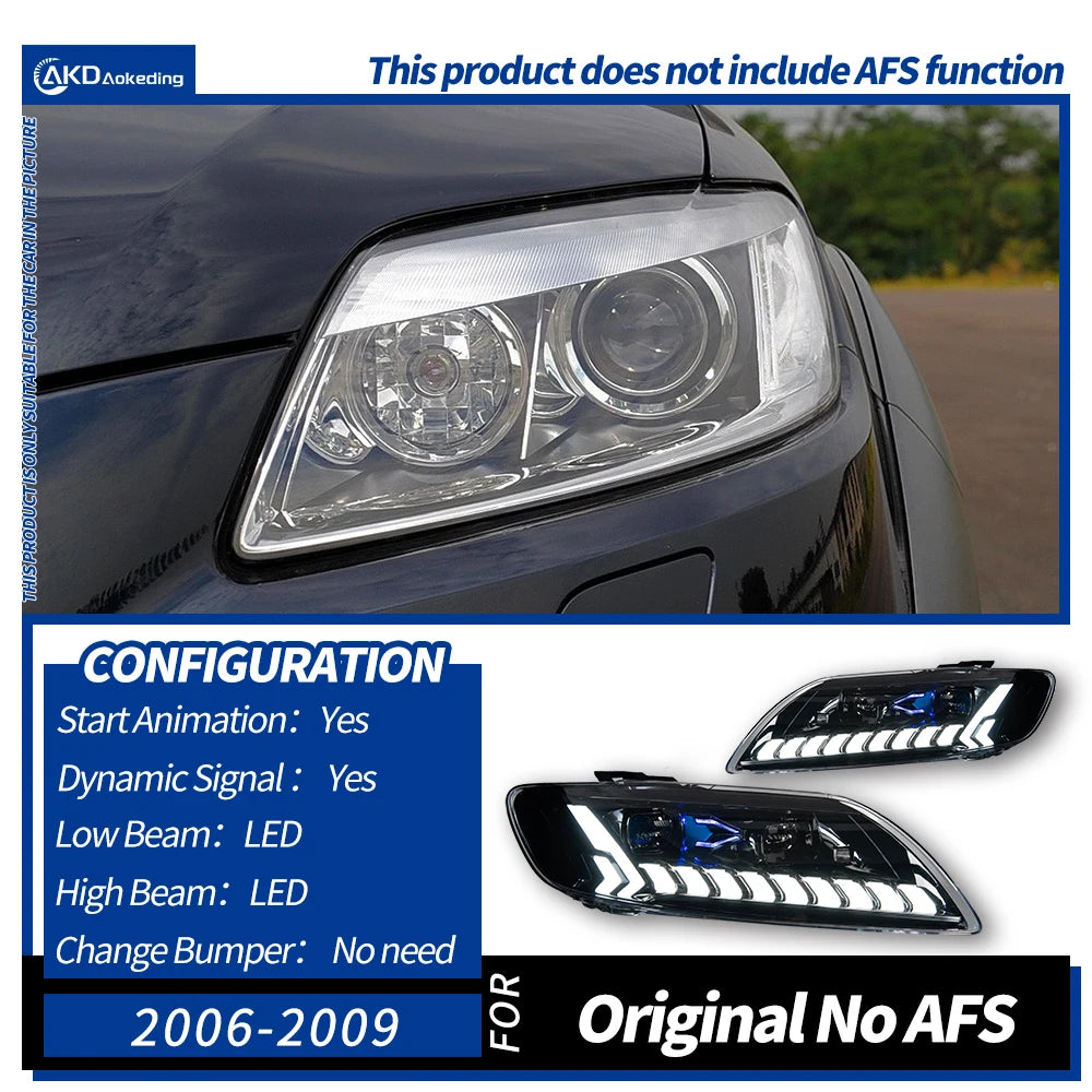 AKD Car Styling Head Lamp for Audi Q7 Headlights 2006-2015 Q7 LED Headlight Projector Lens DRL Animation Automotive Accessories