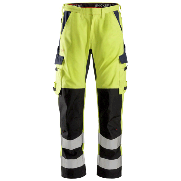 Snickers 6364 ProtecWork, Flame Retardant Arc Protection Hi-Vis Trousers, Class 2