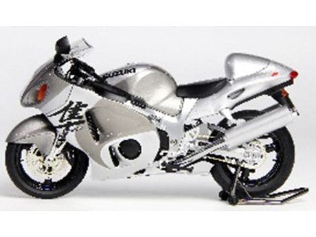 Suzuki GSX1300R Hayabusa 2001 Silver 1:12 Scale LCD Diecast Model