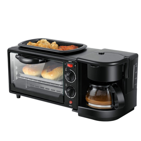 3 in 1 Electric Breakfast Machine Multifunction Coffee Maker + Frying Pan + Mini Oven  Household Bread Pizza Oven
