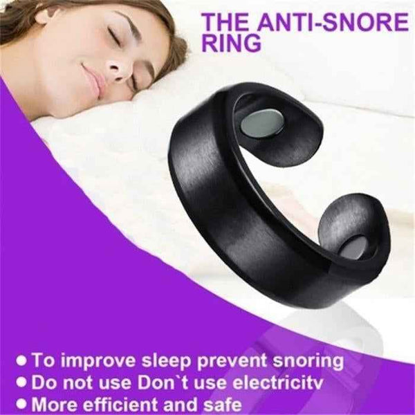 Acupressure Anti Snore Ring Treatment Reflexology Anti Snoring Apnea Sleeping Device(Black)