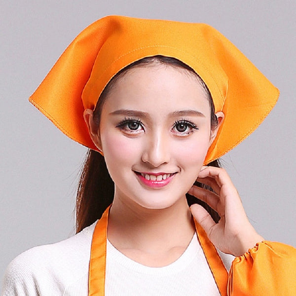 Waiter Men and Women Kitchen Work Turban Hat Triangle Scarf Chef Hat, Adjustable