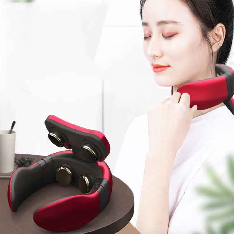Four-head Shoulder and Neck Massager Pulse Neck Protector(Red)