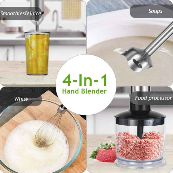 Multifunctional Food Processor Handheld Blender Detachable Magic Stick 5-speed Variable Speed Stainless Steel Cooking Stick, CN Plug(Black)