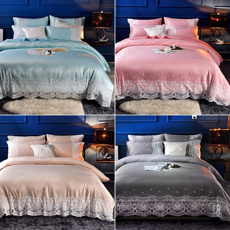 Silk Four-Piece Sheets Bed Sheet Double Nude Sleeping Quilt Cover Ice Silk Bedding