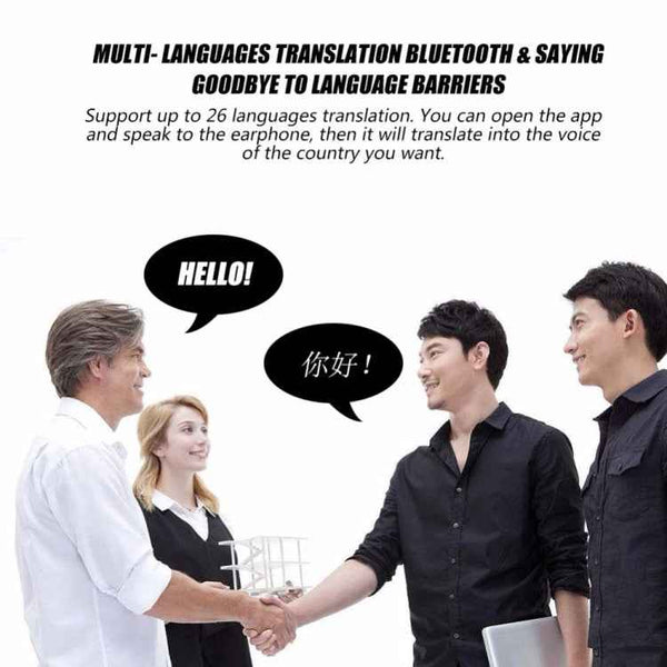 Bluetooth Receiver Smart Headphone Voice Translator 26 Multi-language Travel Business TF Card Voice Text Interpreter Earphone(Black)