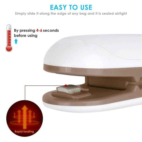 Household Mini Heat Sealing Machine Package Sealer Clamps(Brown)