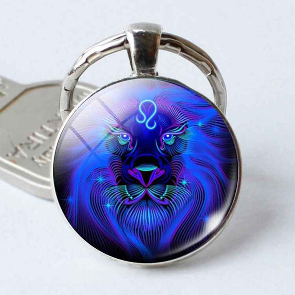 Zodiac Sign Keychain 12 Constellation Pendant Single Face Keyring