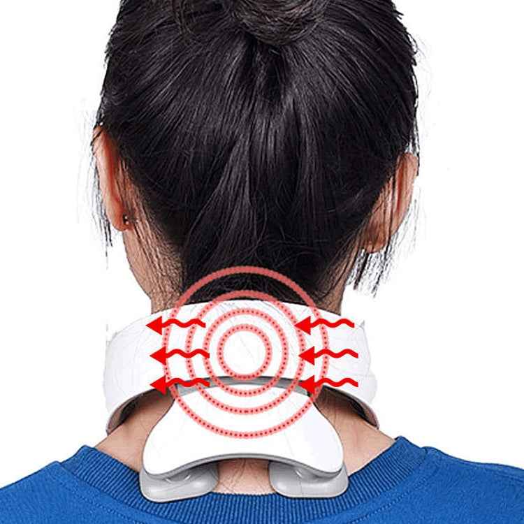 Pulse Multifunctional Hot Compress Physiotherapy Shoulder and Neck Cervical Massager Neck Protector, Style:Two Ends(White)